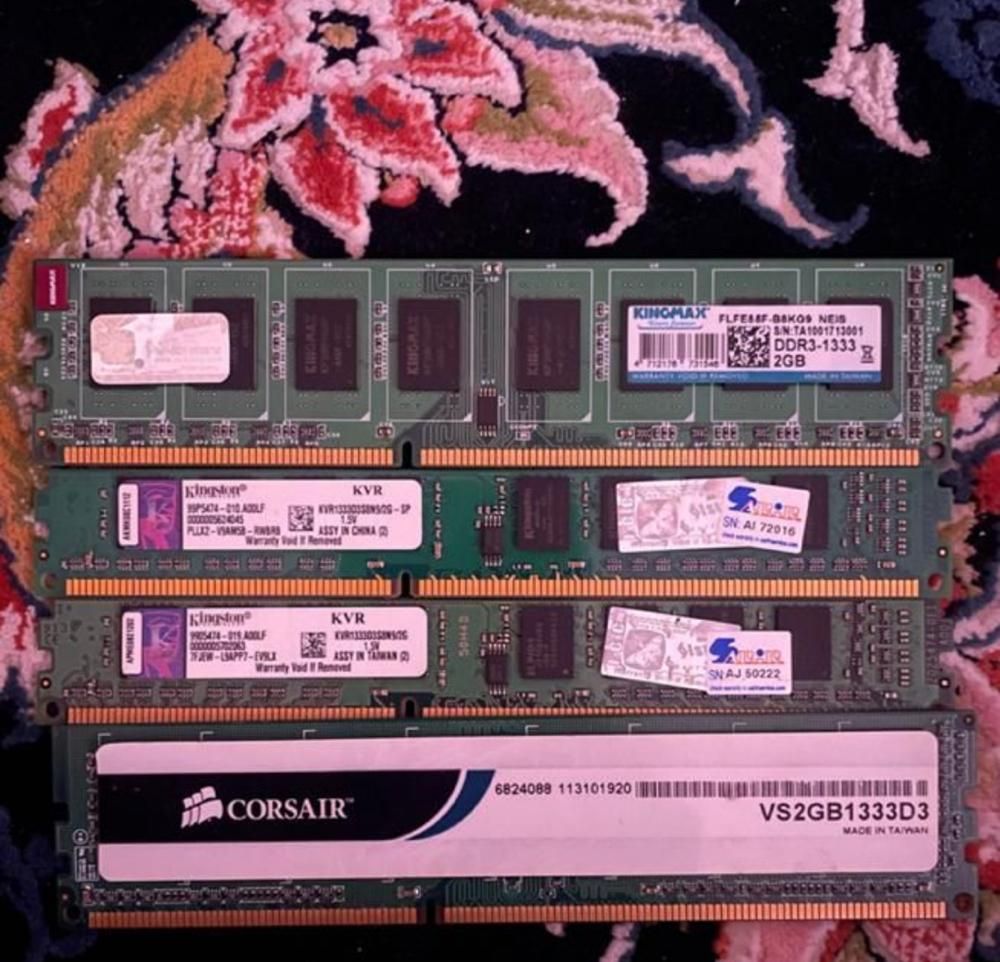 ۴ عدد رم ۲ گیگ ddr3 باس ۱۳۳۳|قطعات و لوازم جانبی رایانه|اهواز, کوروش|دیوار