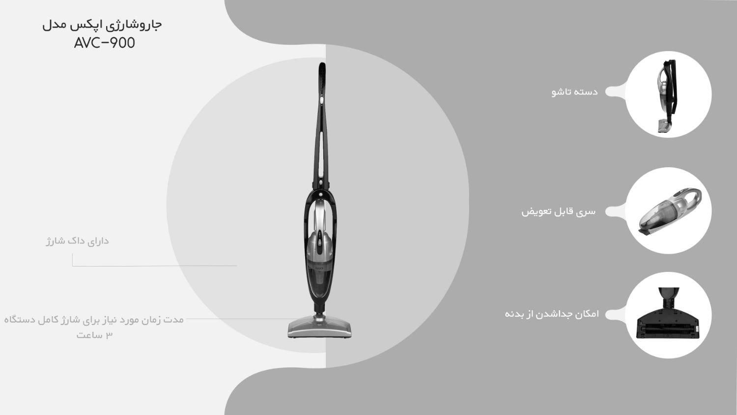 جاروی شارژی اپکس مدل AVC-900|جاروبرقی، جارو شارژی، بخارشو|تهران, شهران شمالی|دیوار