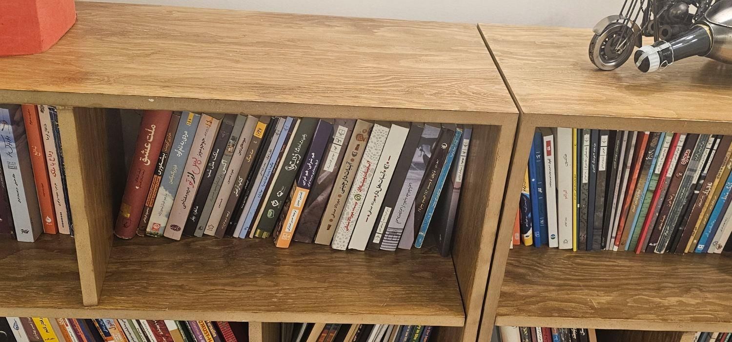 کتابخانه با روکش چوب|کتابخانه، شلف، قفسه‌های دیواری|تهران, شهرک غرب|دیوار