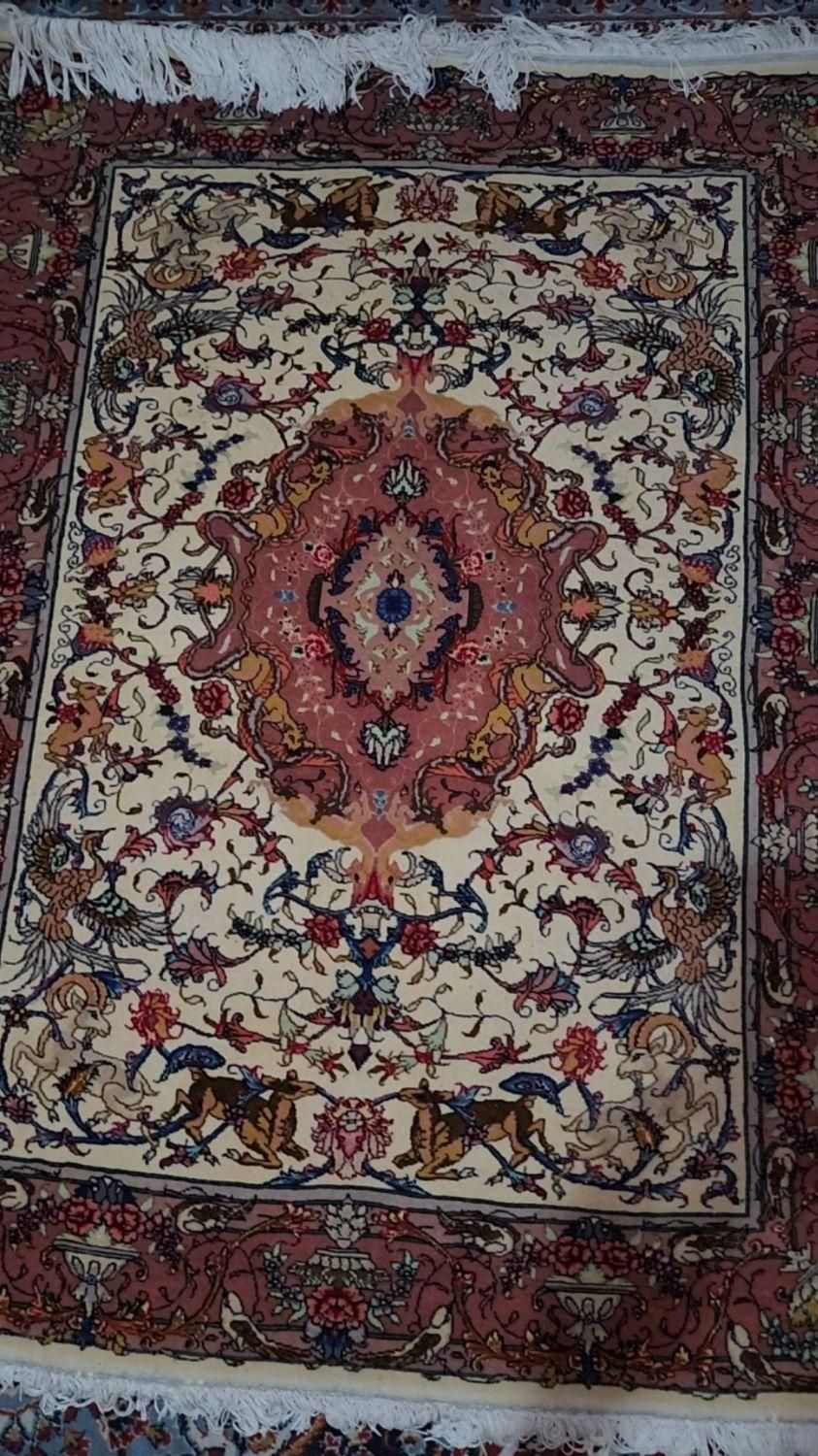 فرش دستباف کرک و ابریشم طرح شکارگاه|فرش|شیراز, شهرک گلستان|دیوار
