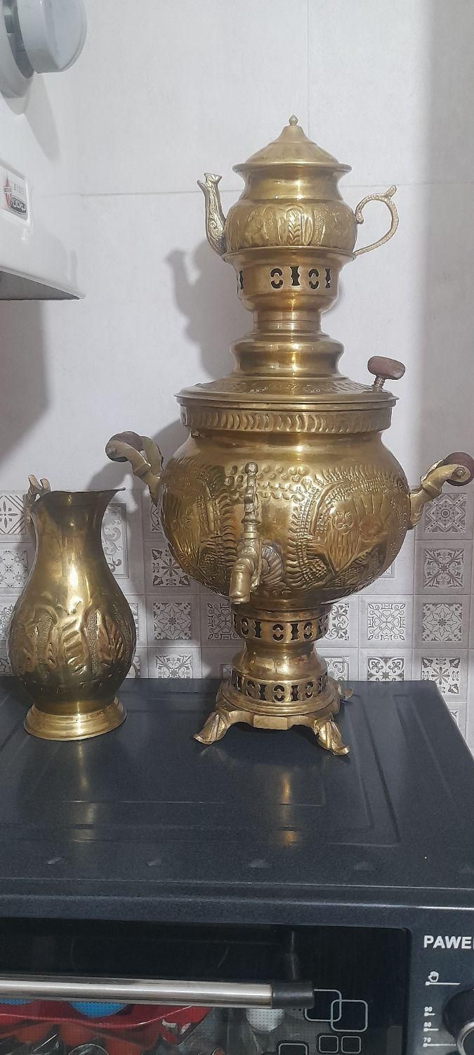 سماور برنجی طرح دار|صنایع دستی و سایر لوازم تزئینی|تهران, امیریه|دیوار
