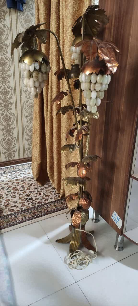 آباژور بزرگ انگور وشمعدون برنجی|چراغ خواب و آباژور|مشهد, دانشجو|دیوار