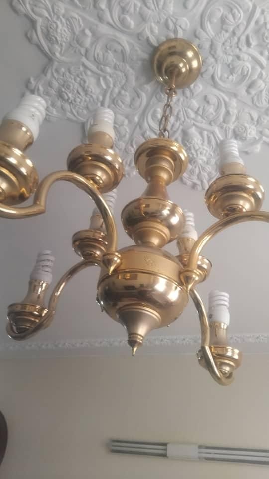 لوستر برنجی با روکش آب طلا|لوستر و چراغ آویز|تهران, اوقاف|دیوار