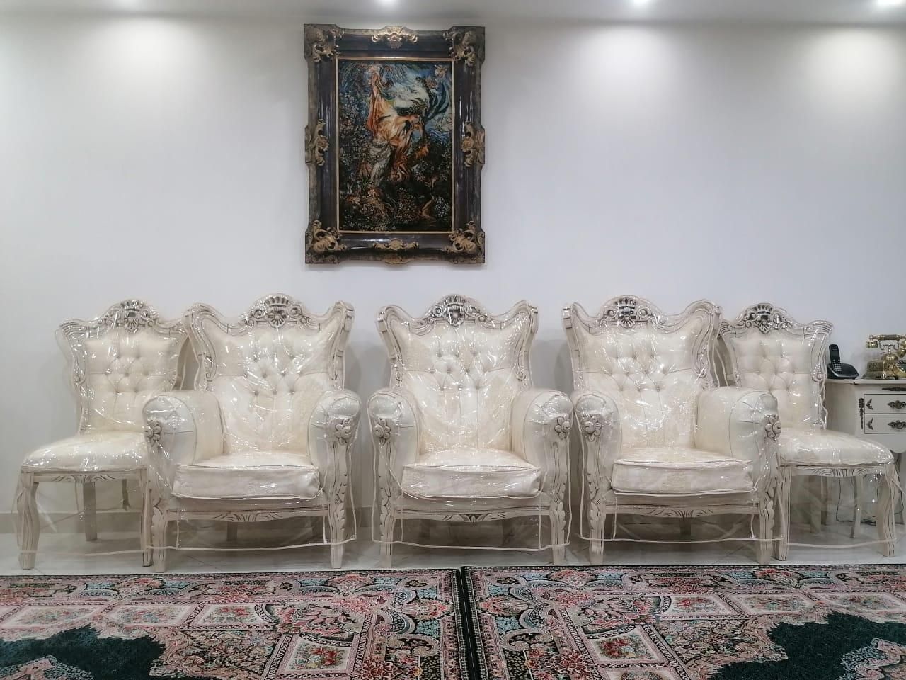 مبلمان ۹ نفره استیل همراه با بوفه در حد نو|مبلمان خانگی و میز عسلی|تهران, شهرک کیانشهر|دیوار