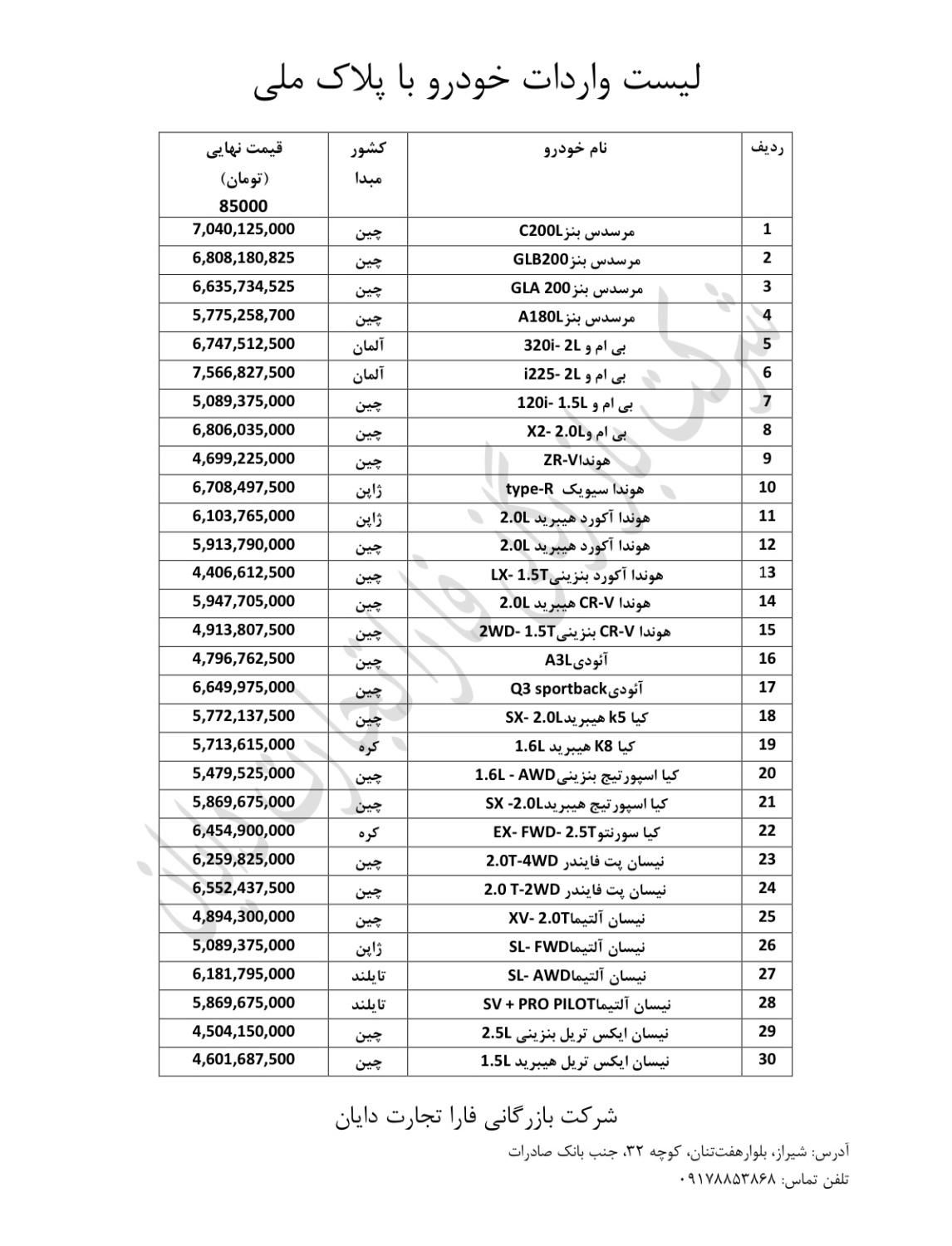 واردات انواع خودرو خارجی با پلاک ملی|خودرو سواری و وانت|تهران, زعفرانیه|دیوار