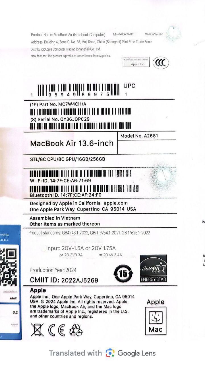MacBook Air Apple M2 13.6 inch 16GB 2024 256GB|رایانه همراه|تهران, نیاوران|دیوار