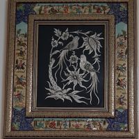 تابلو قلم زنی و خاتم - مرغ و گل|صنایع دستی و سایر لوازم تزئینی|تهران, دروازه شمیران|دیوار