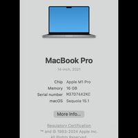 مک بوک پرو  2021 MacBook Pro M1 Pro 500 MB 16GB|رایانه همراه|تهران, آشتیانی|دیوار