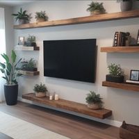 شلف یراق مخی زیر تلویزیونی تمام چوب تو پر|کتابخانه، شلف، قفسه‌های دیواری|تهران, استاد معین|دیوار