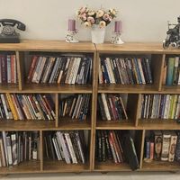 کتابخانه با روکش چوب|کتابخانه، شلف، قفسه‌های دیواری|تهران, شهرک غرب|دیوار