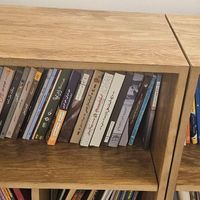 کتابخانه با روکش چوب|کتابخانه، شلف، قفسه‌های دیواری|تهران, شهرک غرب|دیوار