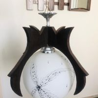 لوستر تک شاخه بزرگ چوبی|لوستر و چراغ آویز|تهران, شهرک راه‌آهن|دیوار