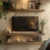 شلف یراق مخی زیر تلویزیونی تمام چوب تو پر|کتابخانه، شلف، قفسه‌های دیواری|تهران, استاد معین|دیوار