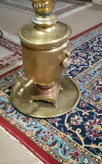 سمار زغالی روسی و سینی قدیمی مهر دار وگردسوز نفتی