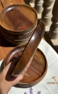 بشقاب چوب گردو قطر 26cm با روکش ضدآب آلمانی