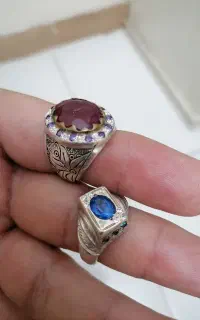 انگشتر نقره یاقوت توپاز و کوارتز اسموکی