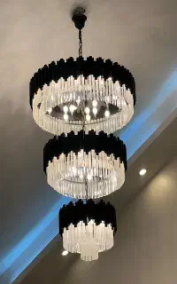 لوستر سه طبقه کریستالی +آباژور ایستاده شیک