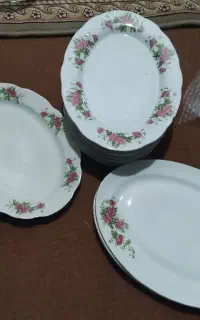 ظروف چینی گل سرخ وشیشه ای