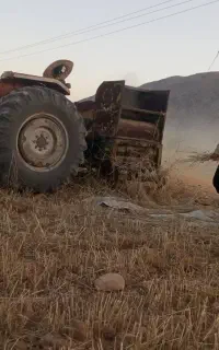 خرمن کوفتن با تراکتور
