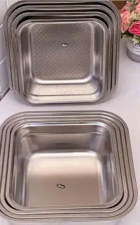 آبکش و لگن استیل  مربع یونیک
