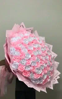 دسته گل رز مصنوعی روبانی دسته گل خواستگاری