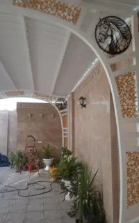 اجرای سایه بان تک پایه  با ورق uopvc و ایرانیت