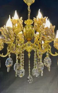 لوستر برنزی ۱۲ شعله گل ریز (ضمانت کتبی)