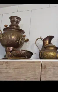 سماور برنجی و قابلمه مسی