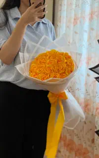 دسته گل آماده روبانی