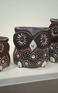 مجسمه جغد چوبی سه تکه