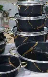 قابلمه گرانیت ۱۴ پارچه طرح سنگ  و ماهیتابه