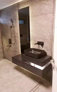کاشی کاری سرامیک اسلب و ساخت روشویی سرامیکی