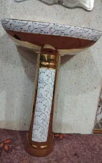 روشویی سرامیکی سفیدطلایی کاملا نو