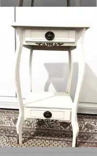 میز تلفن چوبی سفید