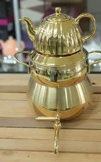 کتری قوری استیل شیر دار طلایی تیتیل