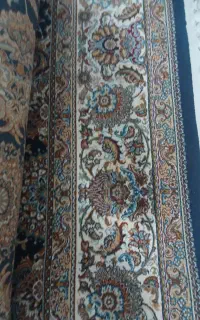 قالی دست بافت گونه سرمه ایی.و آبی اطلسی