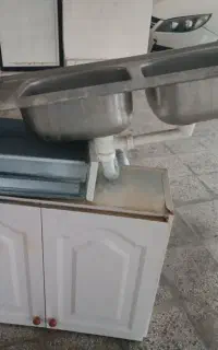 سینک دوقلو و کابینت فلزی