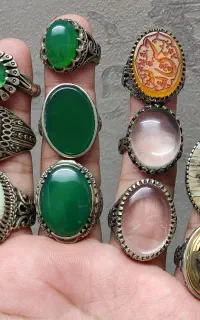 انگشتر خطی سنگ اصل ( نقره روس)