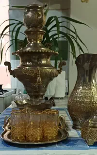 سماور برقی باشش استکان وقوری وپارچ