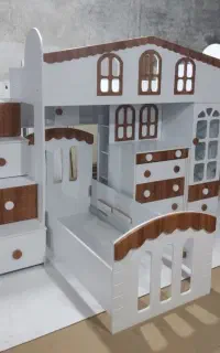 مجموعه تخت خواب دو طبقه مدل کلبه