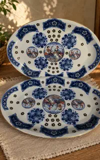 دیس طرح قاجاری آبی زیبا