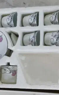 ست فنجان نعلبکی گل صورتی