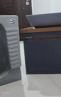 روشویی کابینتی ضدآب و سنگ توالت ایرانی(رنگ طوسی)
