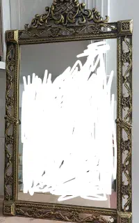 آینه برنزی آنتیک (پتینه اصیل طلایی مشکی)