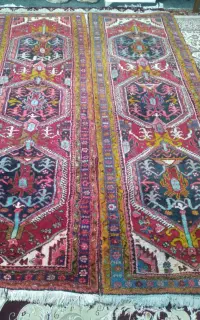 یک جفت فرش کناره دست باف تمیز