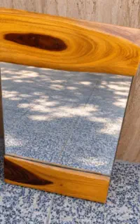 آینه چوبی روستیک دست‌ساز ، قاب چوب طبیعی خاص