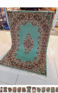 قالیچه دستباف آکبند کرمان زمینه سبز