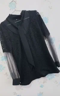 شومیز مجلسی مشکی گیپور
