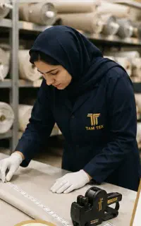 نیروی خانم کنترل کیفیت پارچه در شهر
