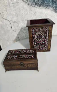 ست چوبی،سطل و جعبه دستمال